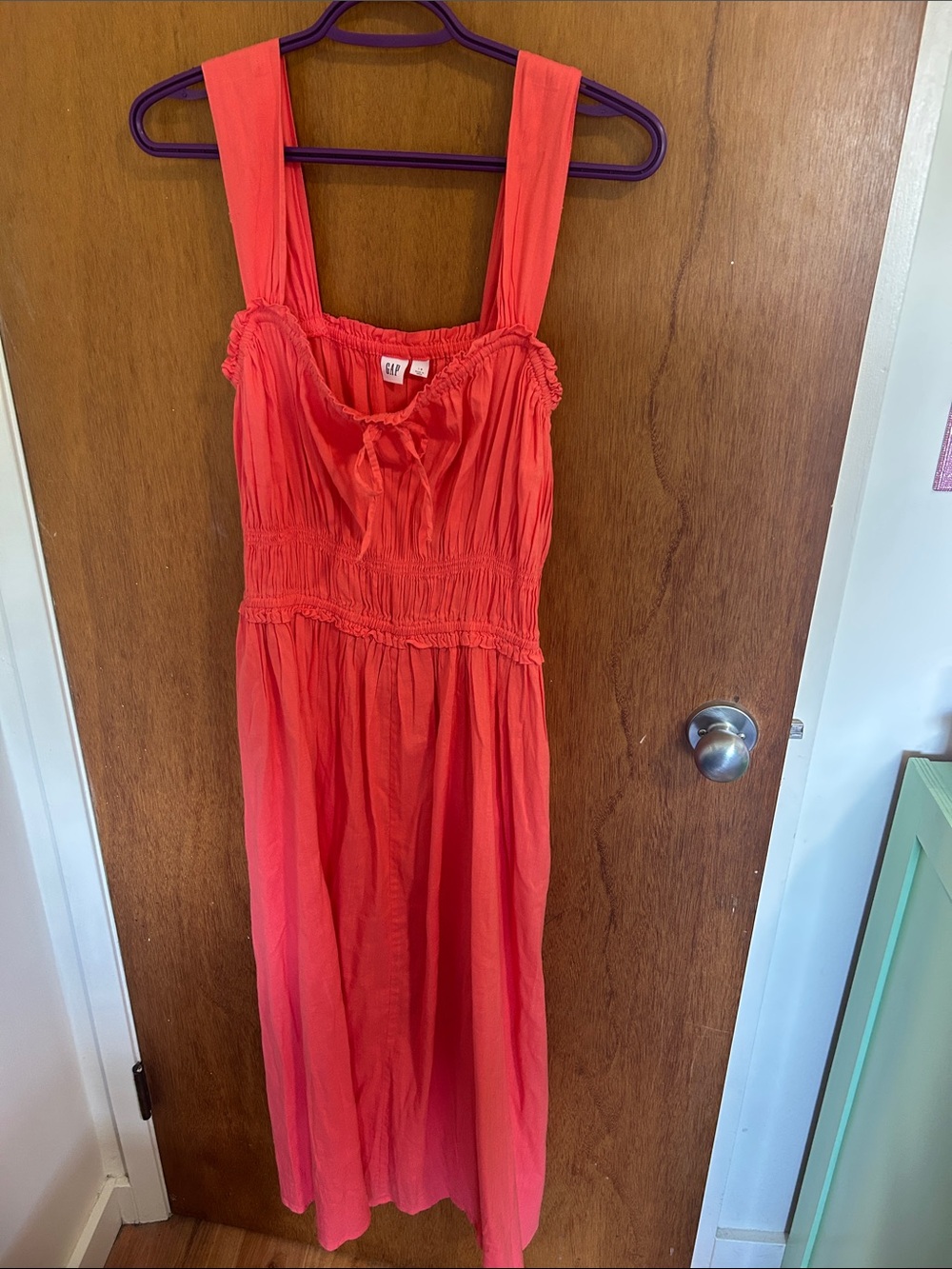 GAP Coral-Pink Maxi Dress with Wide Straps